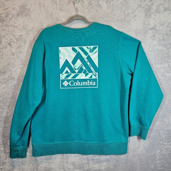 Columbia Mens XL Turquoise Crew Neck Sweatshirt Cotton Blend Casual Gym School - Picture 2 of 11